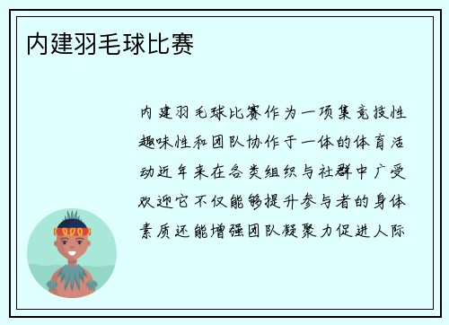 内建羽毛球比赛